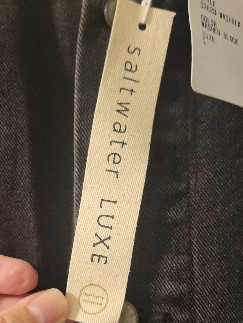 NWT Saltwater LUXE Black Button-Front Denim Mini Skirt - Picture 3 of 8